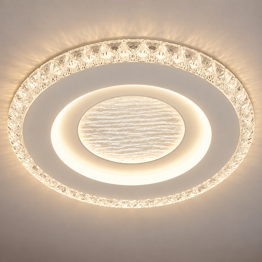 Lustra LED CELUN, 33W, Diametru 21cm, Lumina Calda/Neutra/Rece, Alb, Metal si Acril