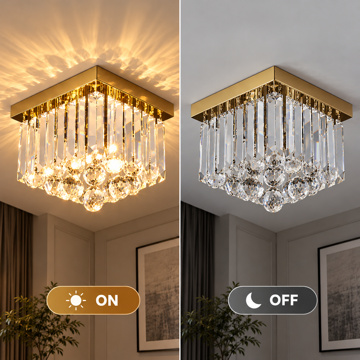 Lustra Cristal MARTINEZ Linear Luxe, Diametru 35cm, 4x E14, Auriu Lucios