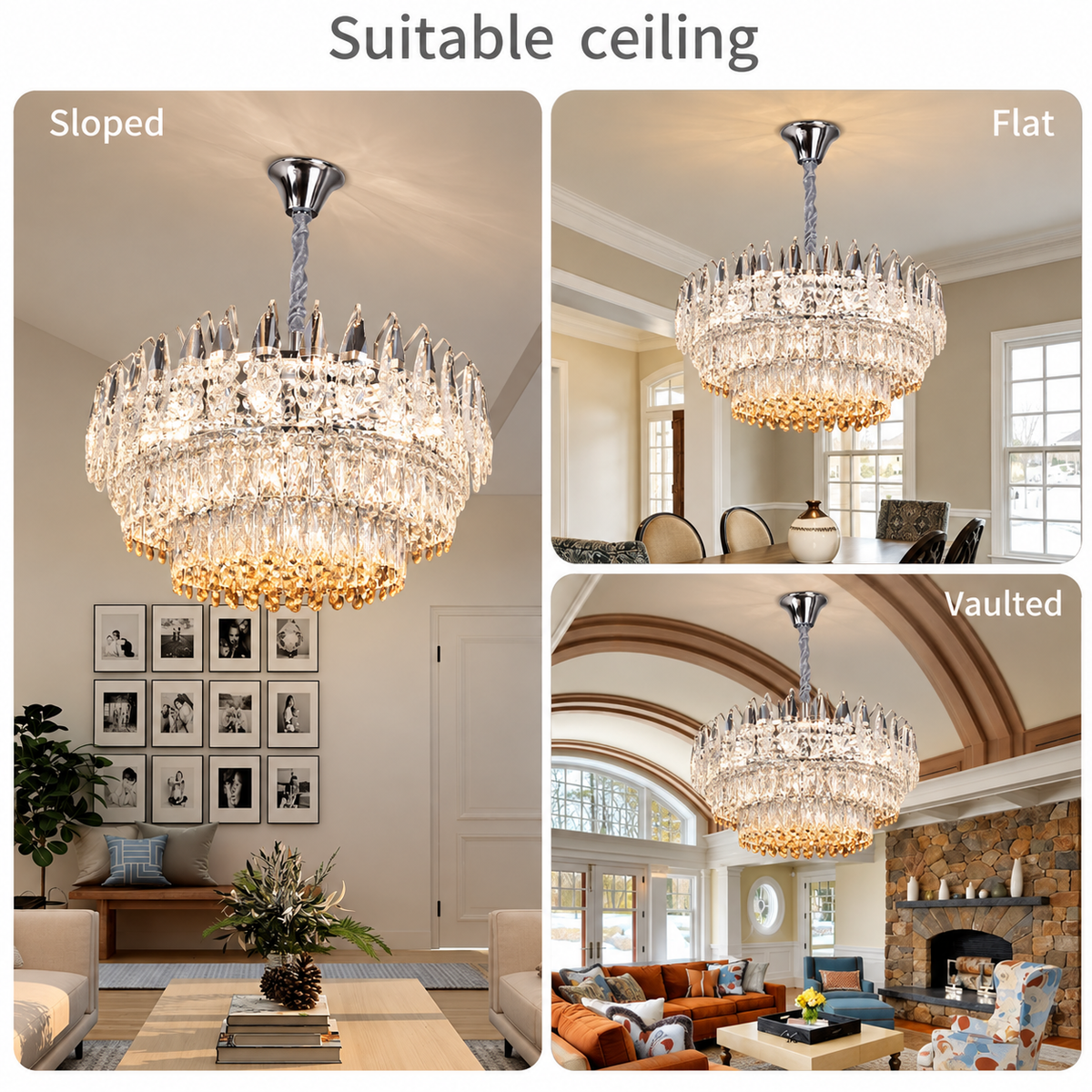 Candelabru Cristal MAJESTIC Magno 15x E14, Diametru 60cm, Crom Lucios, Inaltime Reglabila
