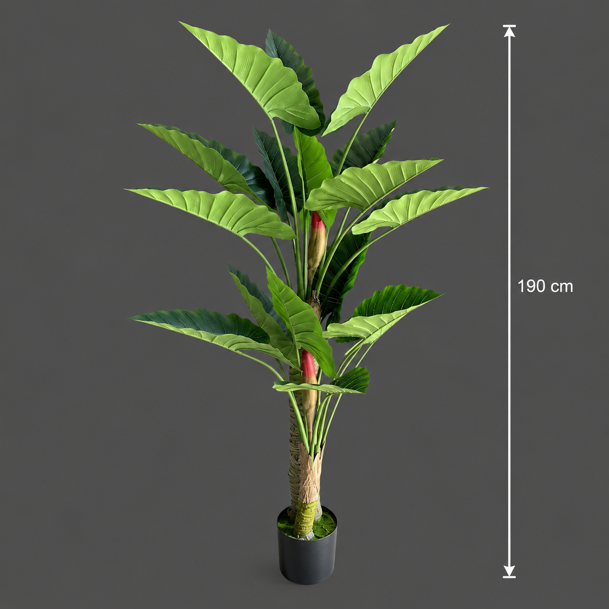 Plantă Artificială Tip Alocasia, 2 tulpini, 190 cm, Verde