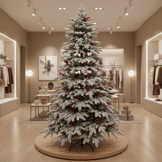 Decorațiune Brad Artificial CRAN, 180 cm, 505 vârfuri, Verde si Alb