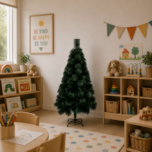 Decorațiune Brad Artificial MANIITSOQ, 150 cm, 130 vârfuri, Suport Metalic, Verde