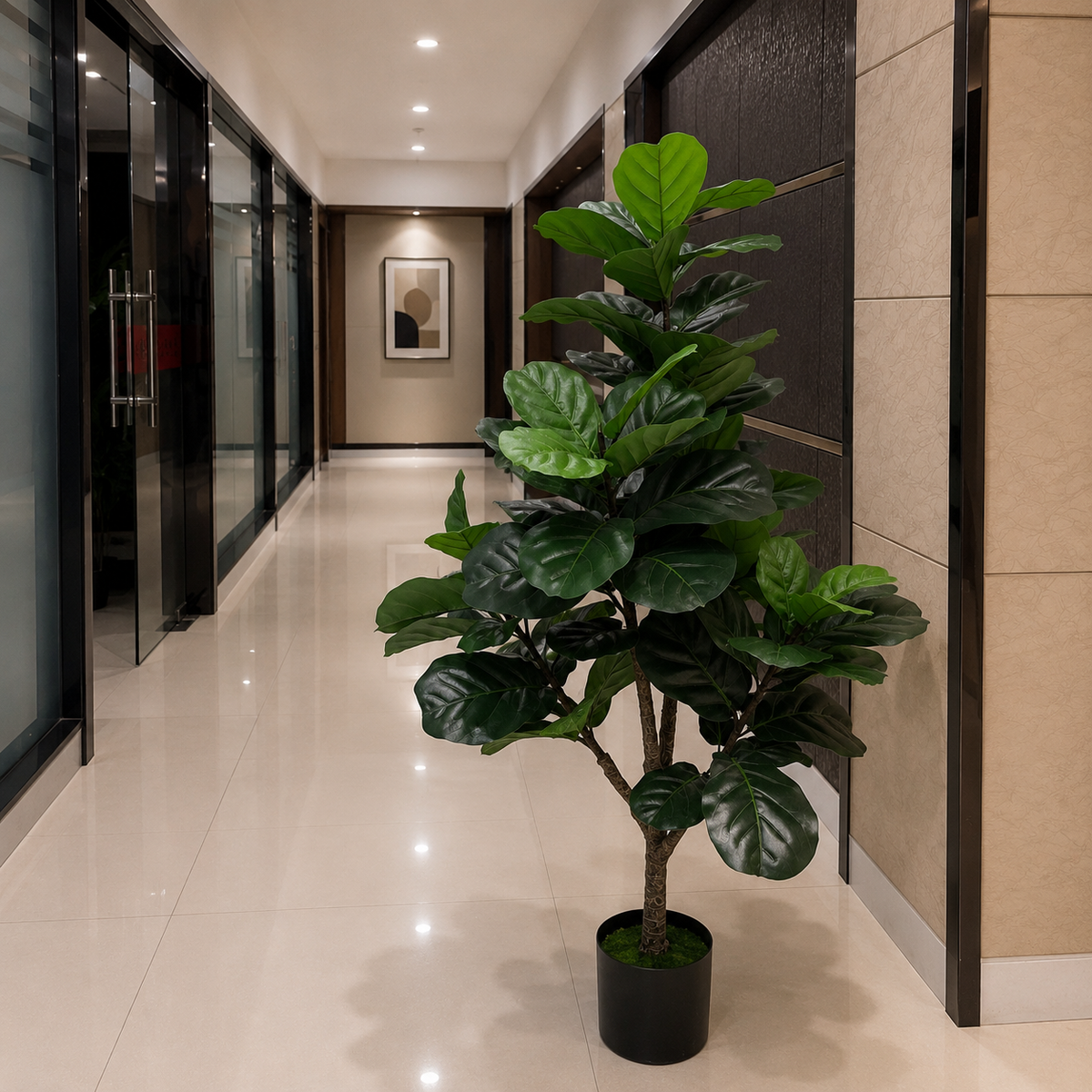 Planta Artificială Copac Tip Ficus, 3 brate, 154 cm, Verde, cu Ghiveci