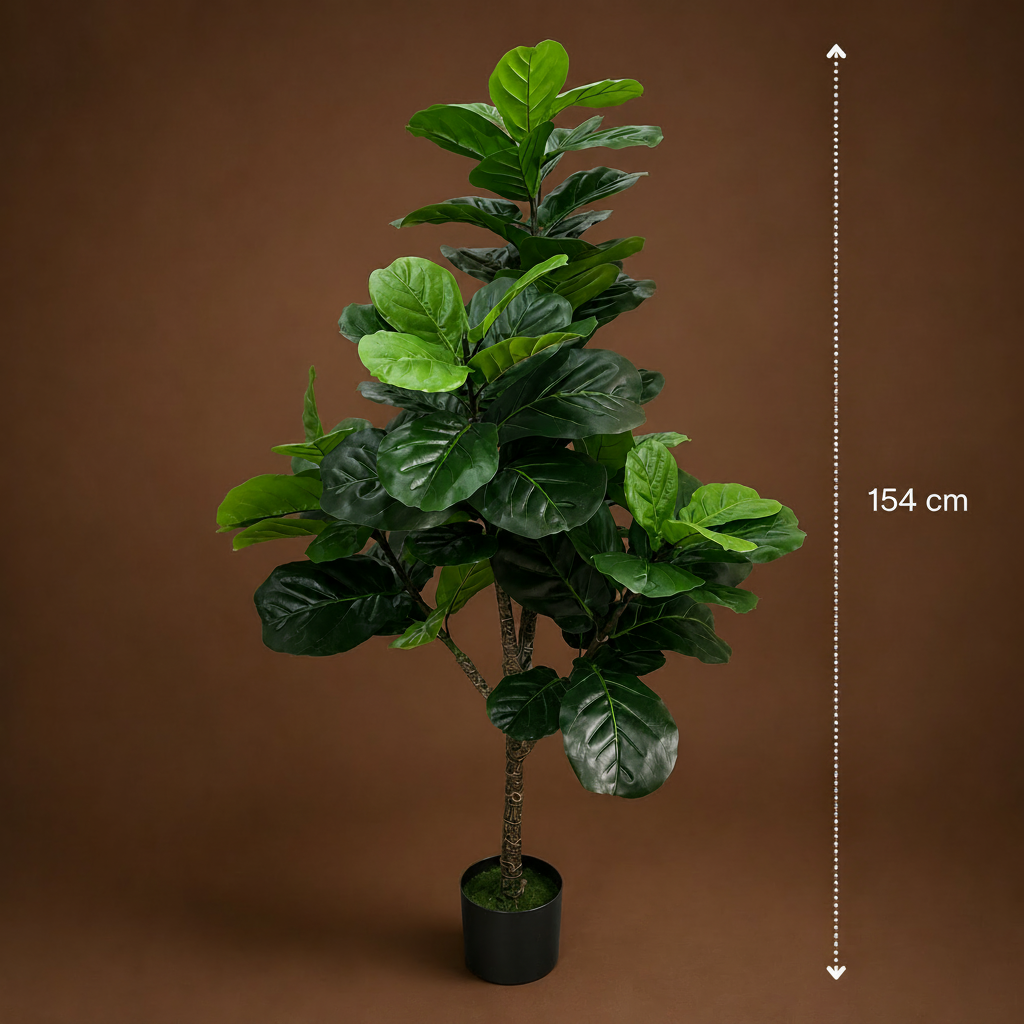 Planta Artificială Copac Tip Ficus, 3 brate, 154 cm, Verde, cu Ghiveci