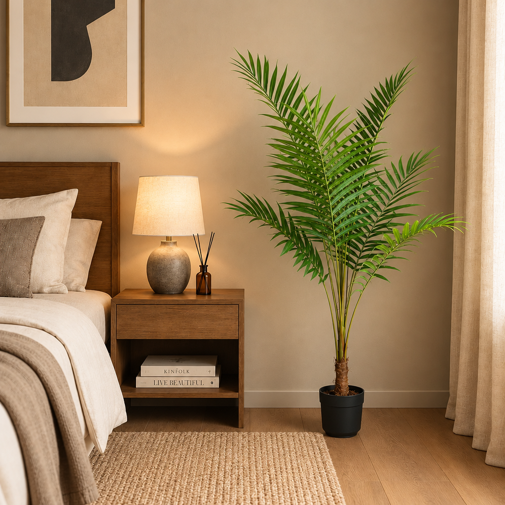 Planta Artificială Copac Tip Palmier Kentia, Cu Frunze Elegante, 160 cm, 7 frunze, Verde, cu Ghiveci