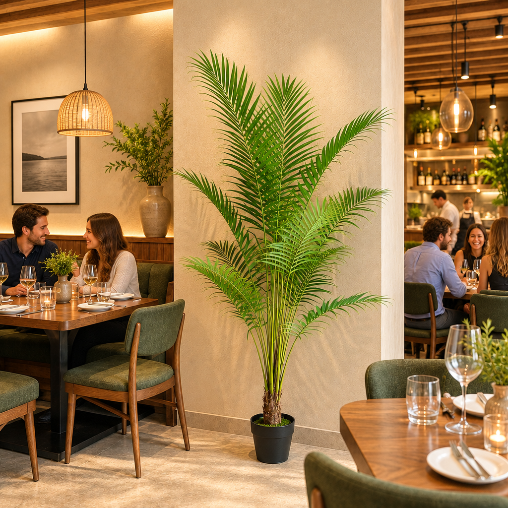 Planta Artificială Copac Tip Palmier Kentia, Cu Frunze Elegante, 200 cm, 15 frunze, Verde, cu Ghiveci