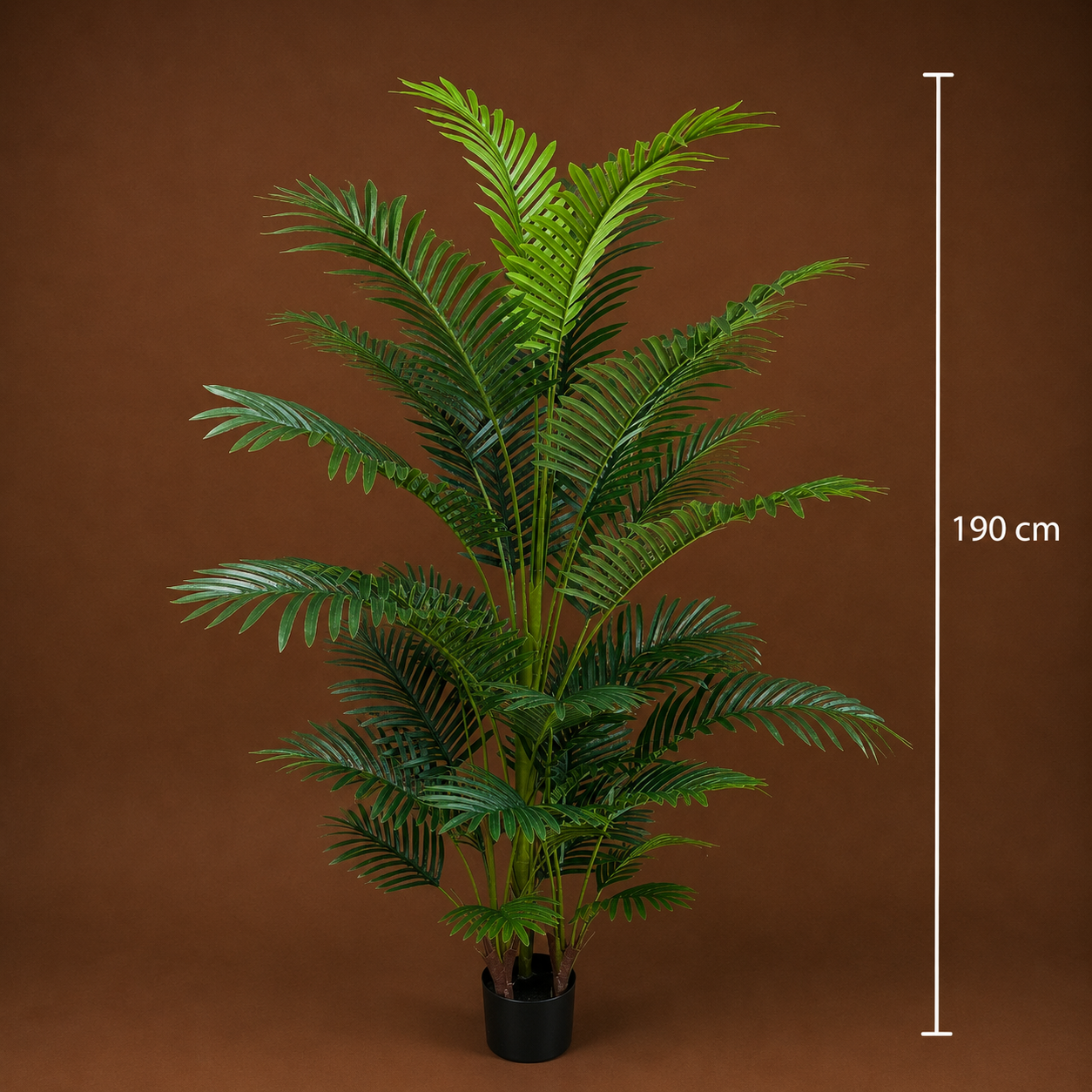 Decorațiune Palmier Kentia, 3 tulpini, Plastic, 17 frunze, 220 cm, Verde