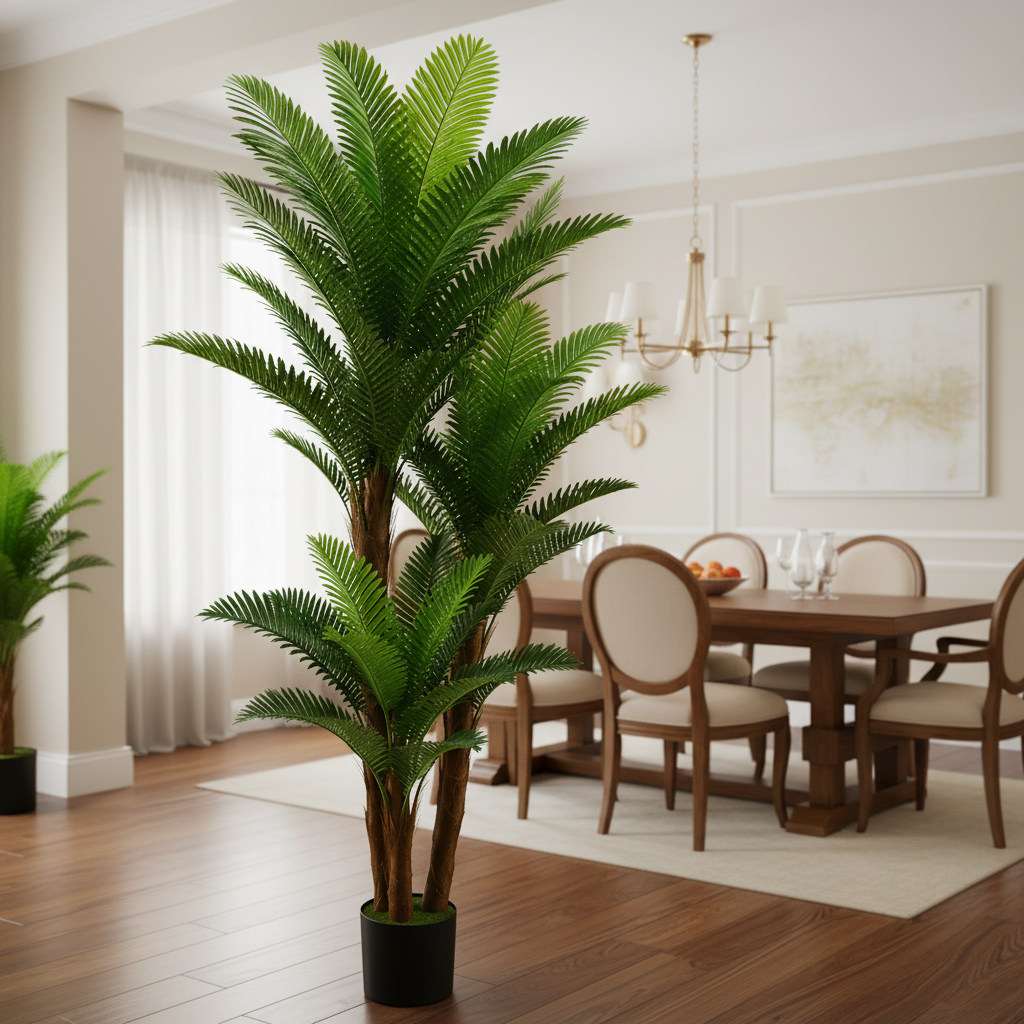 Decorațiune Palmier, Plastic, 3 Brate, 190 cm, Verde