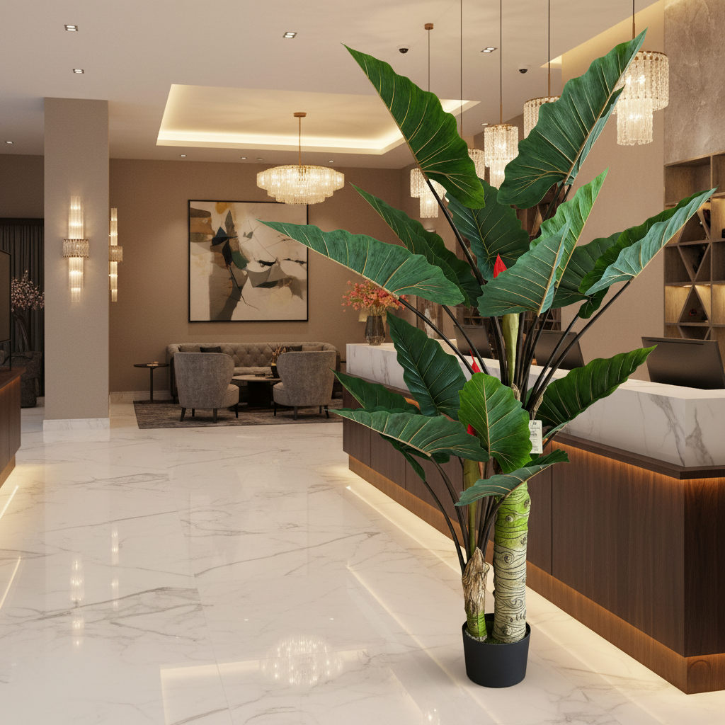 Decorațiune Strelitzia, 2 trunchiuri, Plastic, 190 cm, Verde