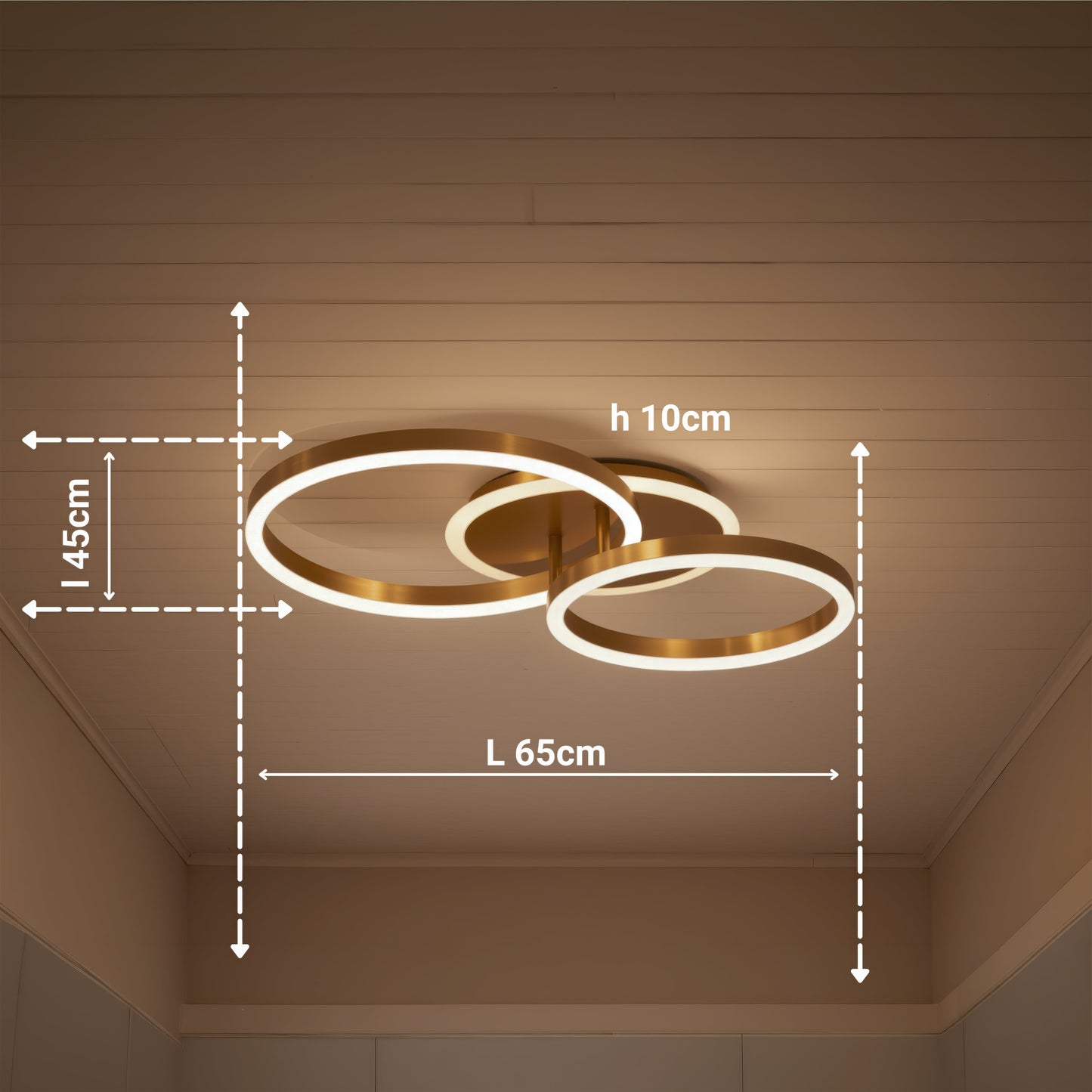 Lustra LED cu telecomanda RINOVA 66W, 2 Cercuri, lumina Rece/Calda/Neutra, Dimabila, Auriu Lucios Lustre LED cu Telecomanda Default Title Alessandro Design