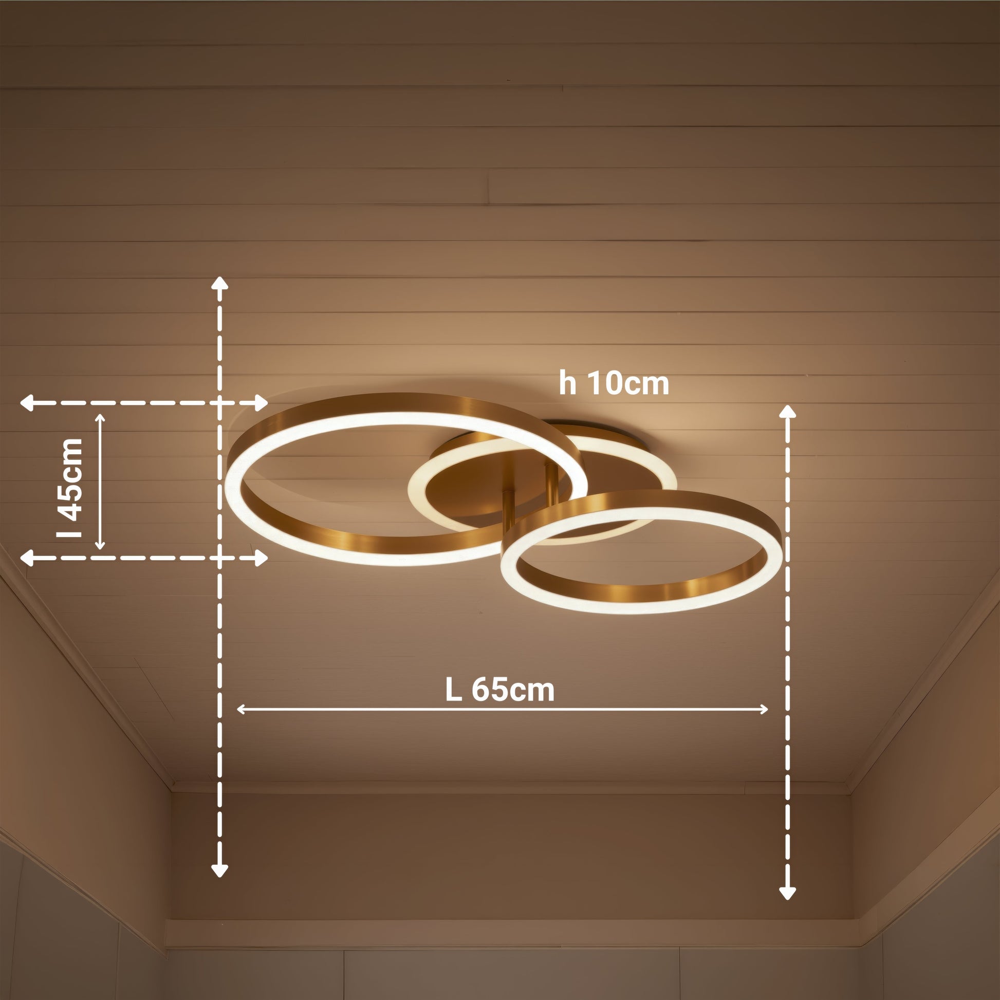 Lustra LED cu telecomanda RINOVA 66W, 2 Cercuri, lumina Rece/Calda/Neutra, Dimabila, Auriu Lucios Lustre LED cu Telecomanda Default Title Alessandro Design