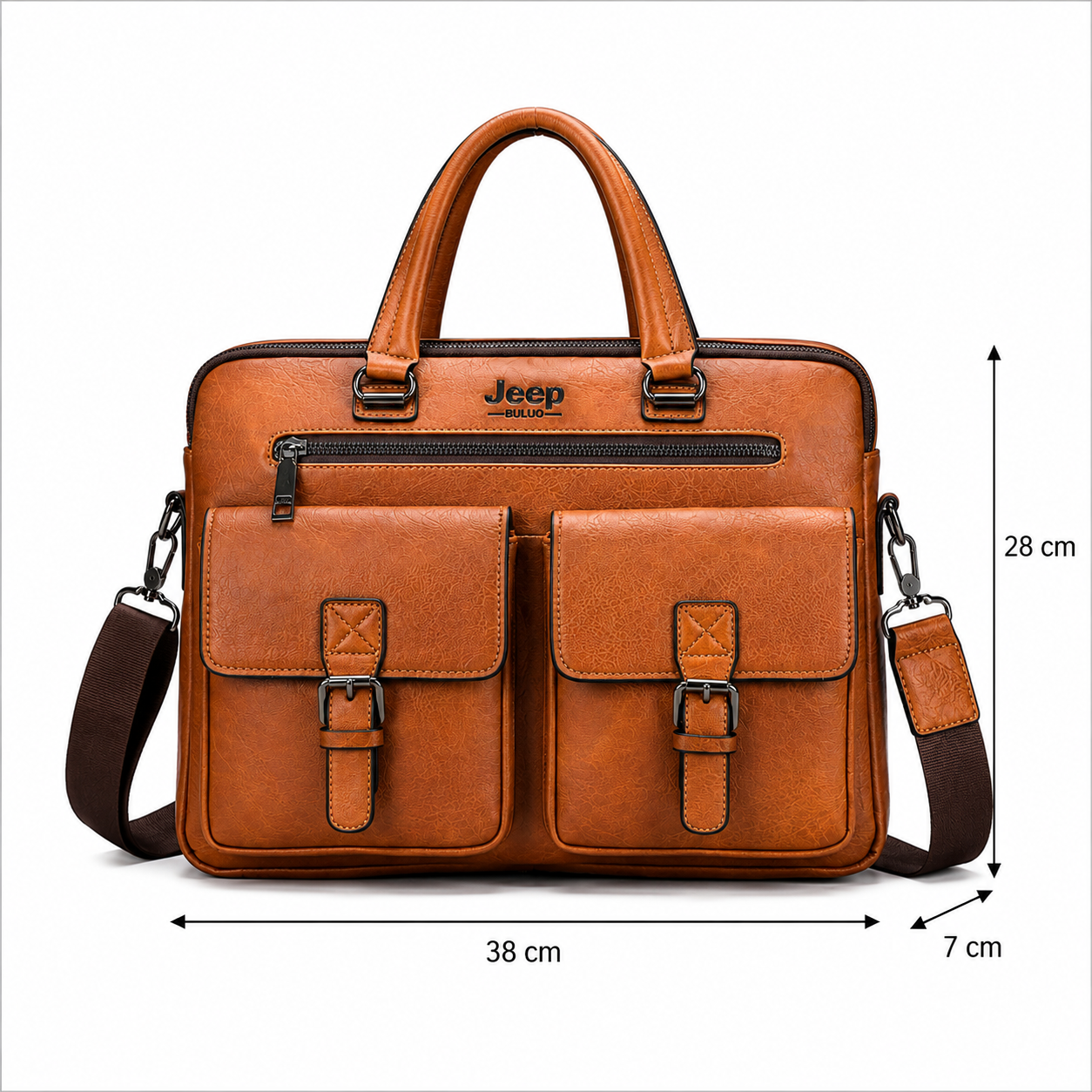 Geantă business laptop SAMARKAND, 38x7x28 cm, Piele Ecologică, Maro Deschis