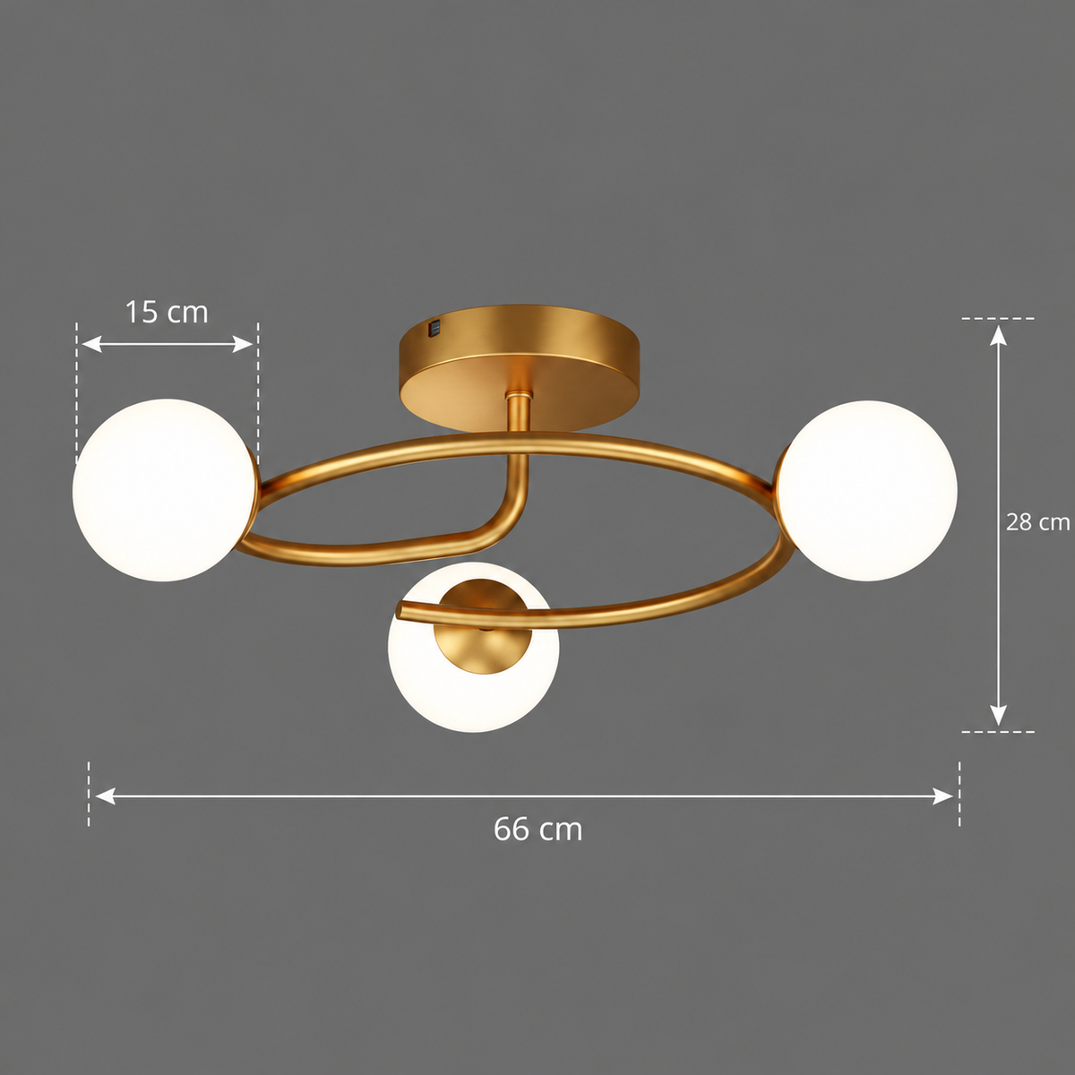 Lustra LED si cristal ORBIT, 66cm, 3xE27, Globuri, Auriu