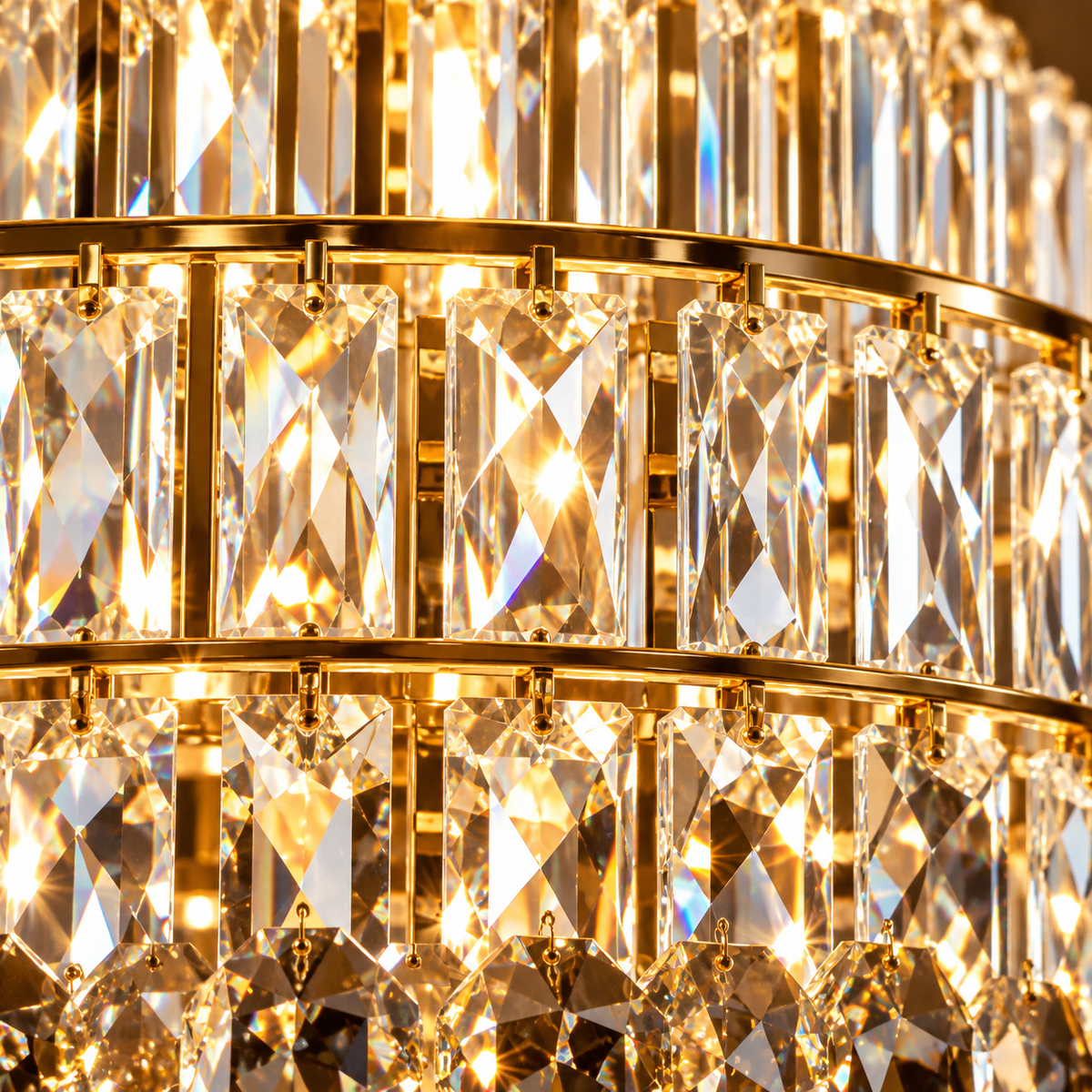 Candelabru Cristal VELIOR Supremo 40xE14, D100 cm, Auriu, Inaltime Reglabila, Metal si Cristal