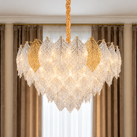 Candelabru Cristal LACE Regalis 21xE14, Diametru 80cm, Inaltime 49cm, Auriu Lucios, Inaltime Reglabila, Design Elegant