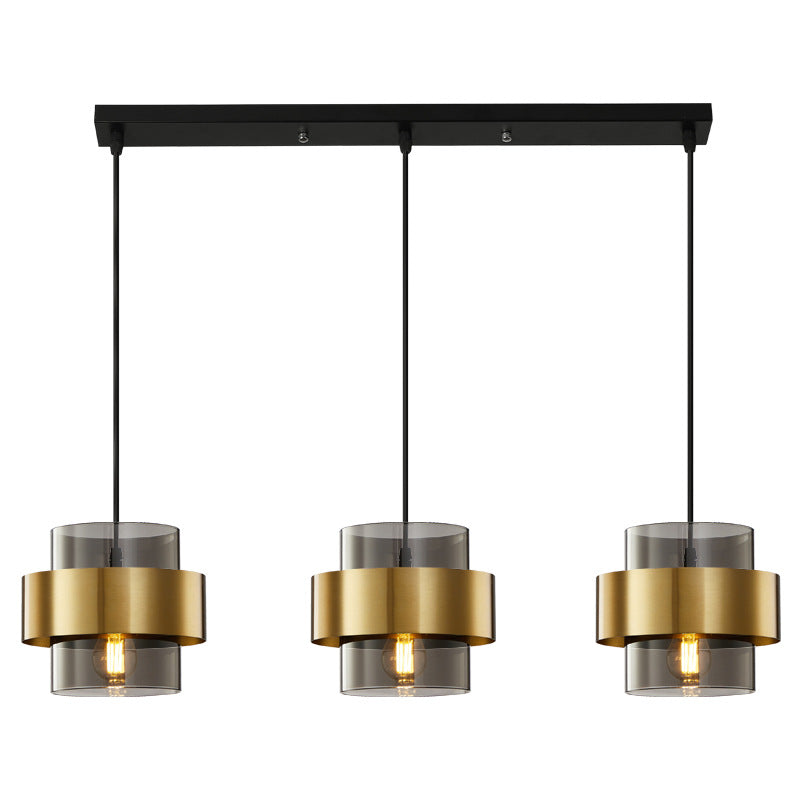 Lustra Suspendata LC855/3LGY, 3XE27, Inaltime Reglabila, Sticla si Metal Lustre Clasice Default Title Alessandro Design