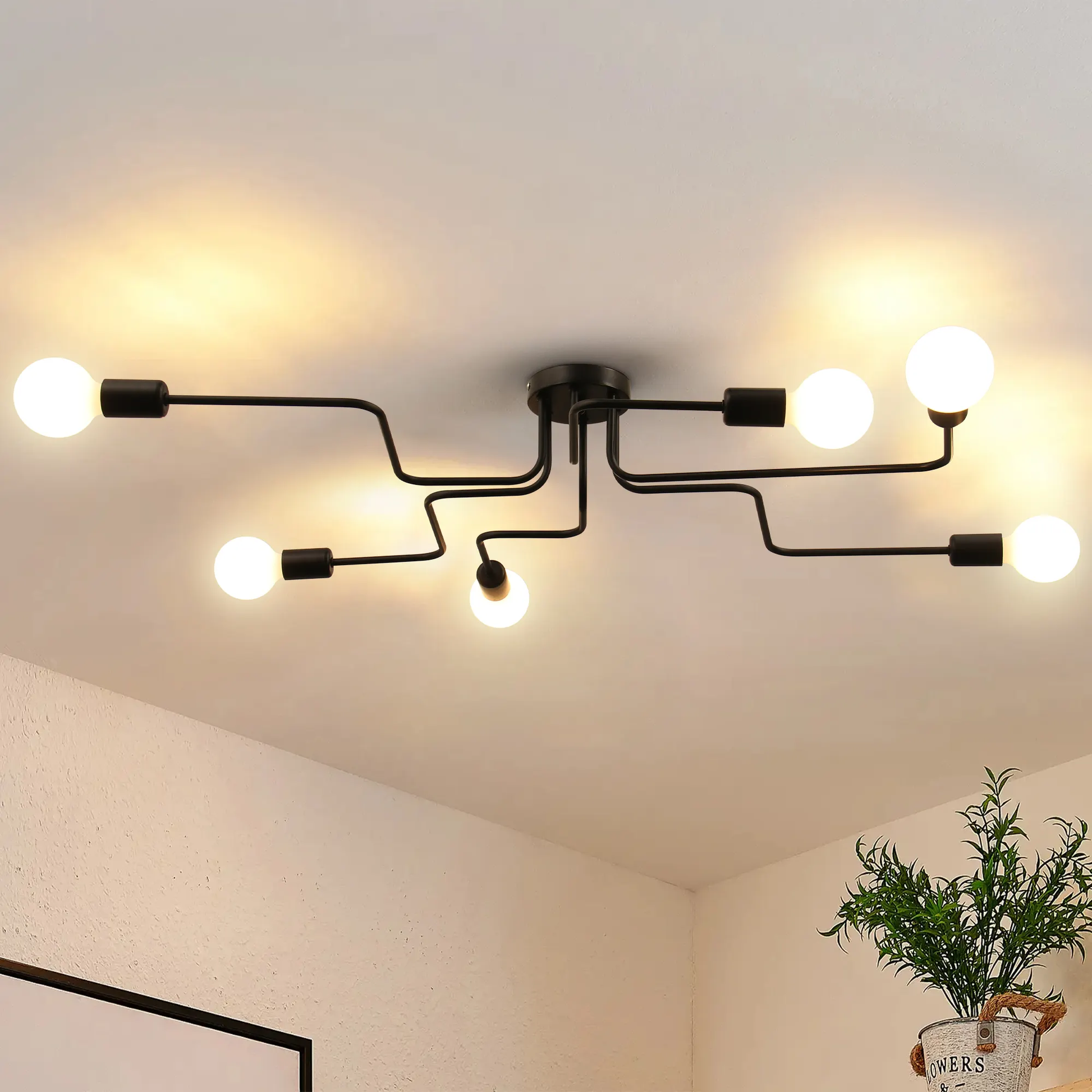 Lustra MODERNIST Hexa 6, 6x E27, Negru, Design Modern Lustre Industrial Default Title Alessandro Design