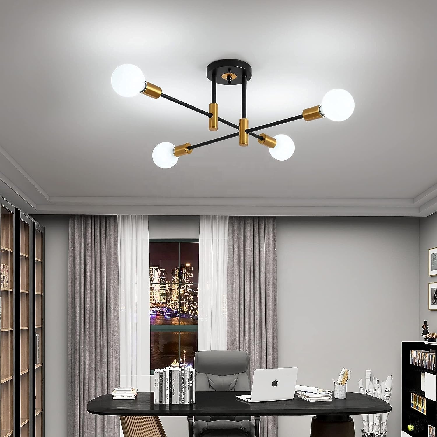 Lustra Modernist Gentile, 4x E27, Negru și Auriu, Design Modern Lustre Moderne Default Title Alessandro Design