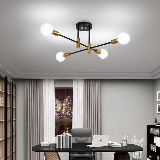 Lustra Modernist Gentile, 4x E27, Negru și Auriu, Design Modern Lustre Moderne Default Title Alessandro Design