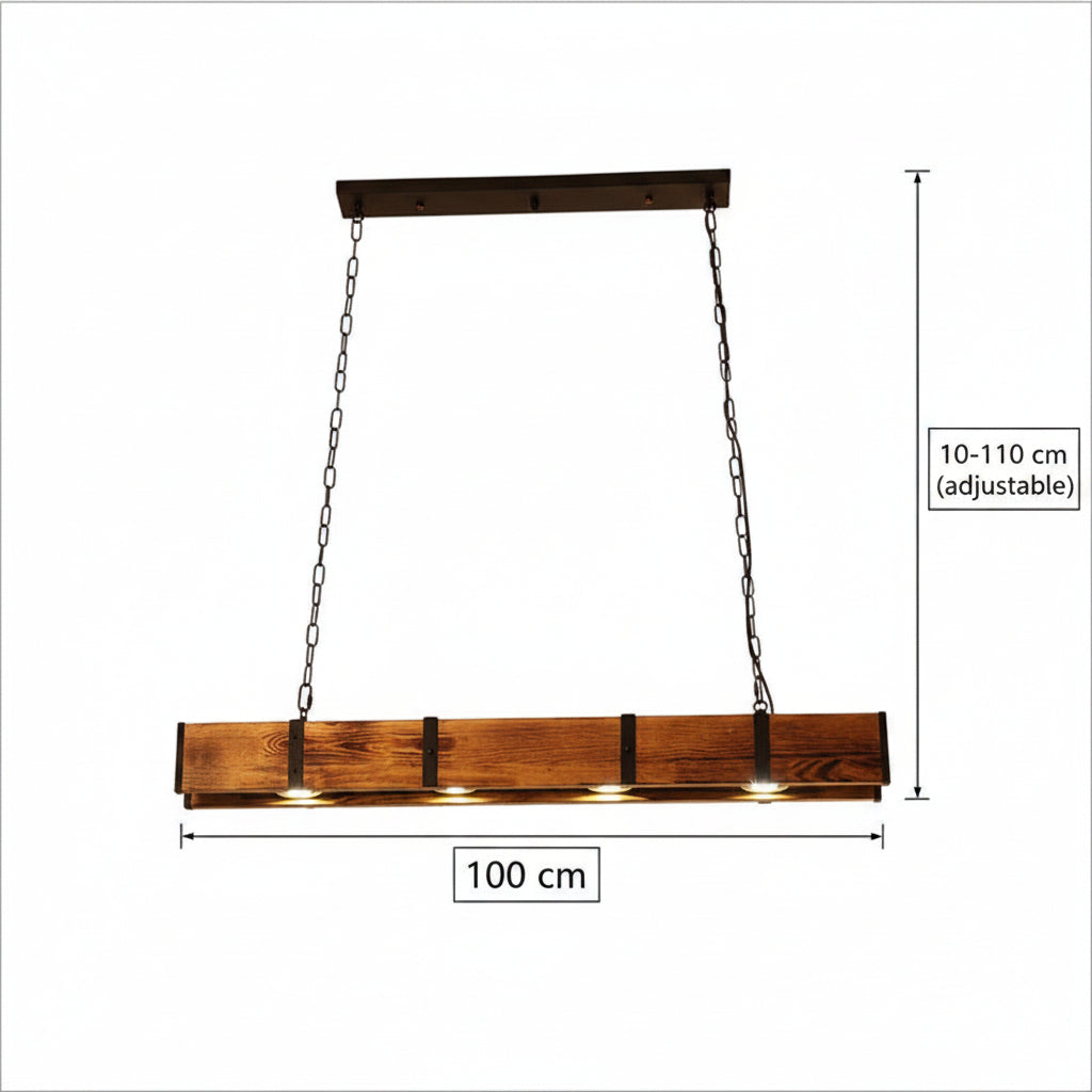 Lustra LED Vintage LV565/4, 12W, 3000K, Rustic Barn, Lemn si Metal, 100cm, Galben Lustre Vintage Default Title Alessandro Design
