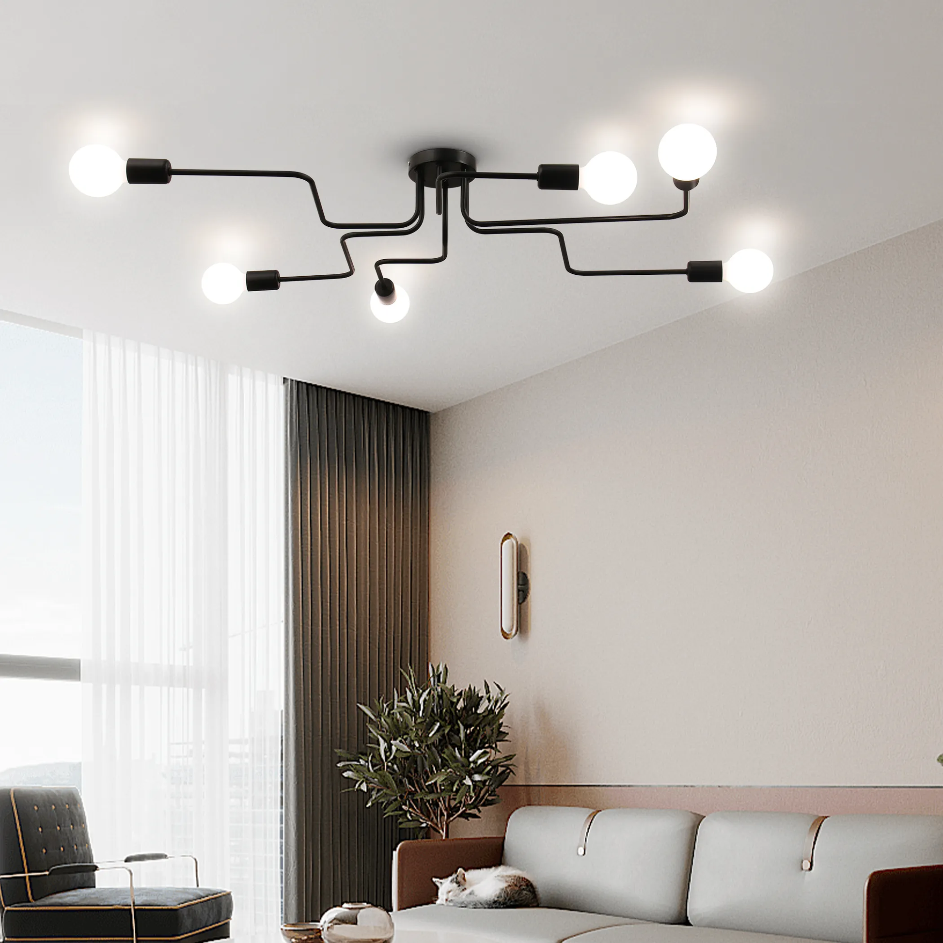 Lustra MODERNIST Hexa 6, 6x E27, Negru, Design Modern Lustre Industrial Default Title Alessandro Design