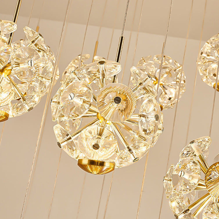 Candelabru Cristal LED KILKENNY Culmino, 144W, Lumina Neutra, Diametru 60cm, Auriu Candelabre Moderne Default Title Alessandro Design