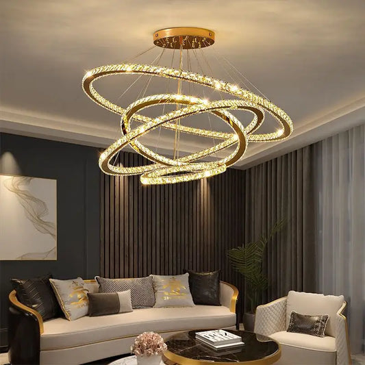 Lustra LED cu Telecomanda PRISM Luminis, Cristal si Metal, 210W, 4 Cercuri, Dimabila, Lumina Rece/Calda/Neutra, Iluminat Luxos Lustre LED cu Telecomanda Default Title Alessandro Design