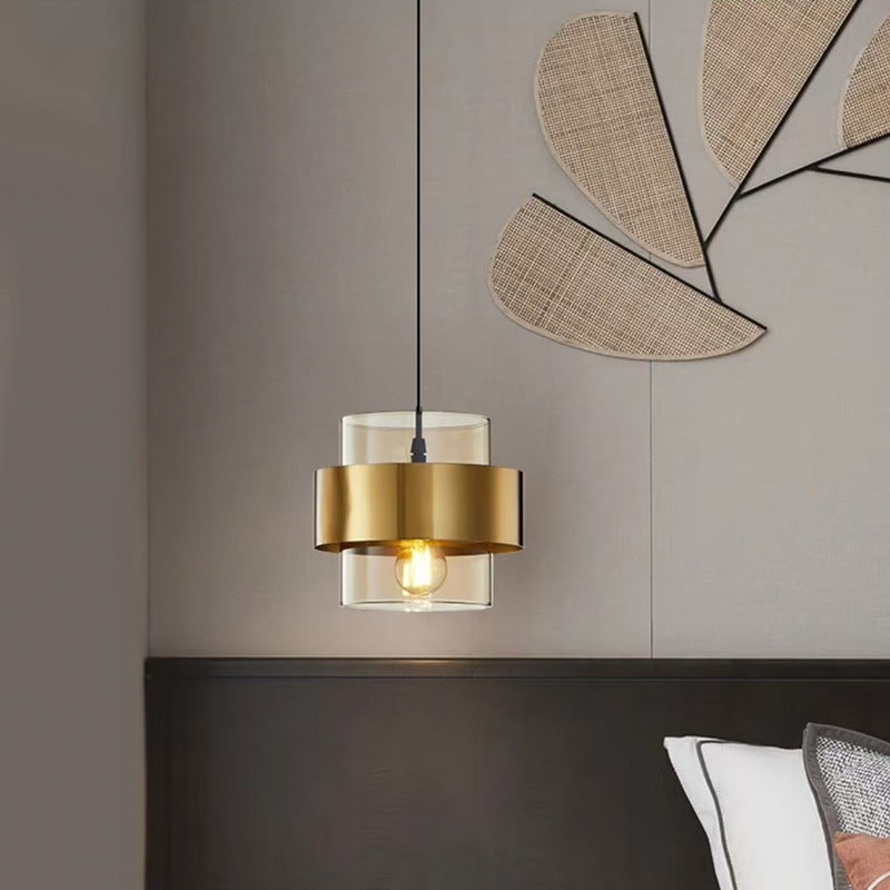 Lustra Suspendata LC866/1TN, 1XE27, Inaltime Reglabila, Sticla si Metal