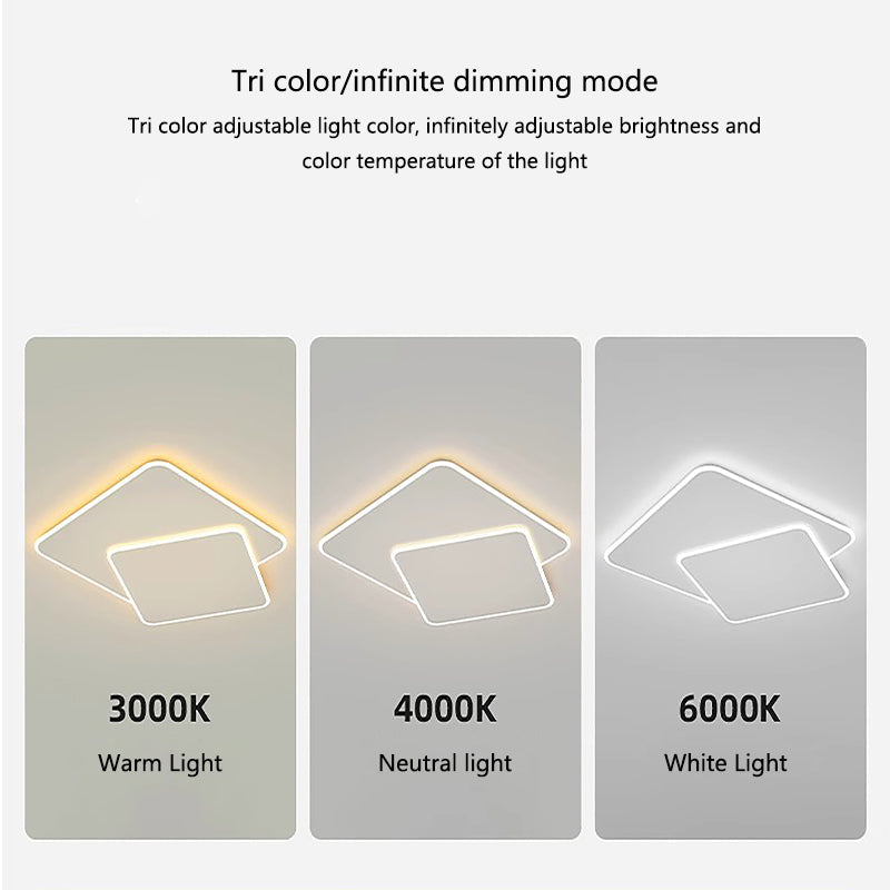 Lustra LED cu telecomanda FUTURA LUMINA 66W, 2 Patrate, lumina Rece/Calda/Neutra, Dimabila, Alb Lustre LED cu Telecomanda Default Title Alessandro Design
