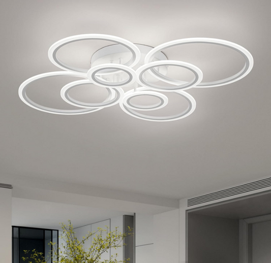 Lustra LED cu telecomanda BETTY 127W, 8 Cercuri, lumina Rece/Calda/Neutra, Dimabila, Alb Lustre LED cu Telecomanda Default Title Alessandro Design