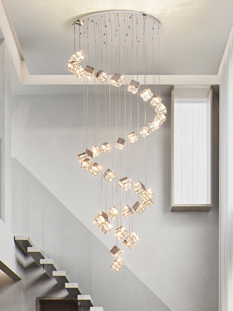 Candelabru Modern LED CM526/18, 51W, Diametru 58.5cm, Inaltime Reglabila, Crom
