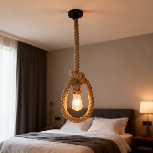 Lustra Vintage LV103/130, 1xE27, Rustic, Sfoara si Metal, 130cm, Suport Negru