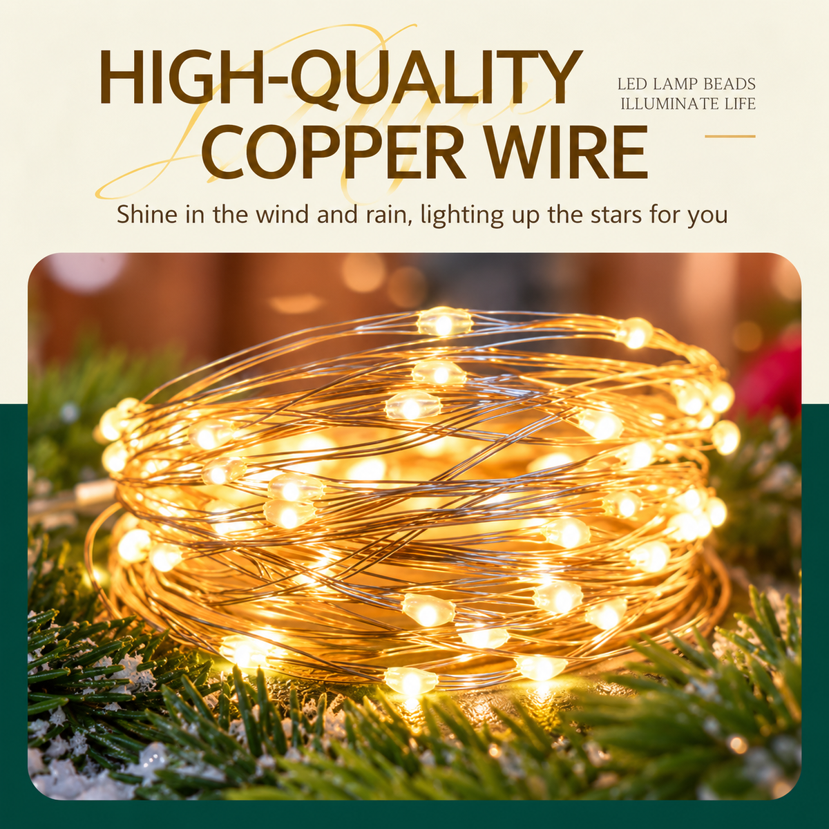 Instalatie de Craciun Liniara cu Fir Argintiu si Telecomanda, Lumina Calda, 5000cm, 500 LED-uri, IP44