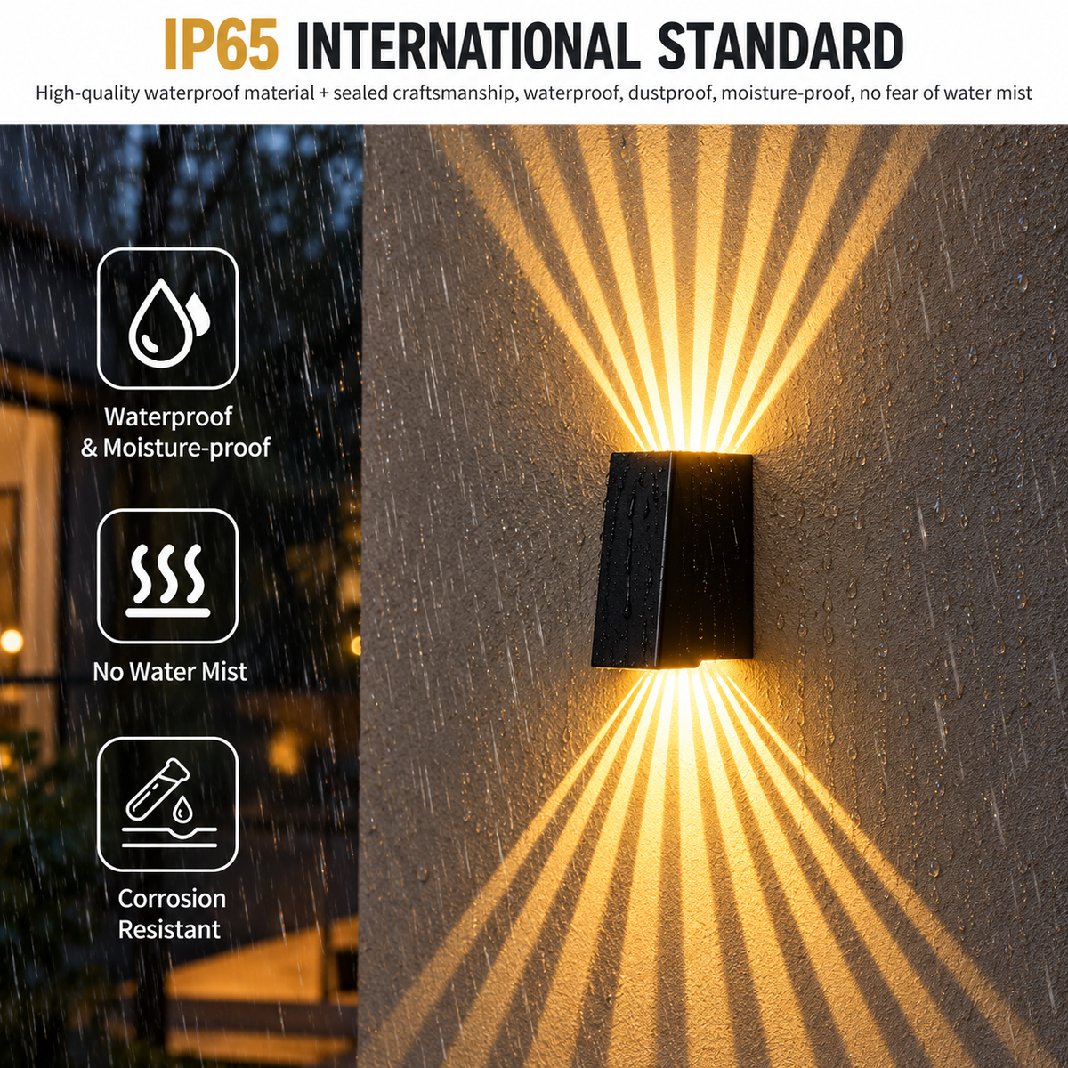 Aplica LED ZARAFSHON Exterior, 8W, Lumina Calda, IP65, Aluminiu, Negru