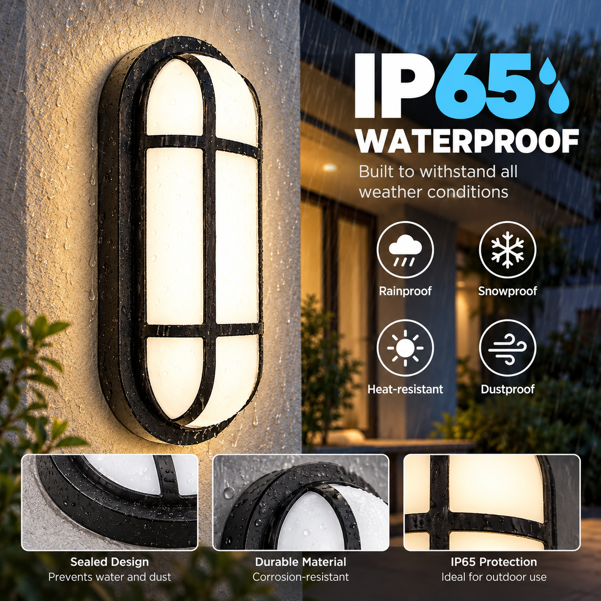 Aplica LED de Exterior AX321/218BK, IP65, Alb si Negru