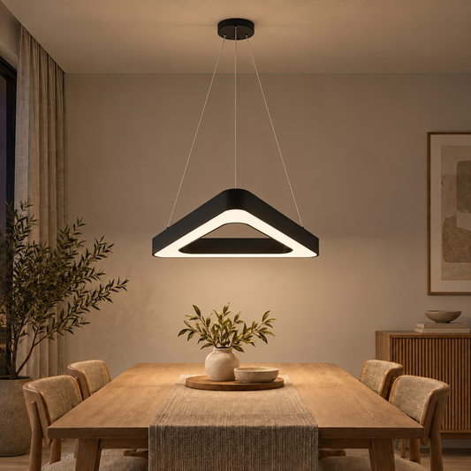 Lustra LED suspendata ANGLE, 60cm, 25W, Inaltime Reglabila, Lumina Rece, Negru, Metal si Acril