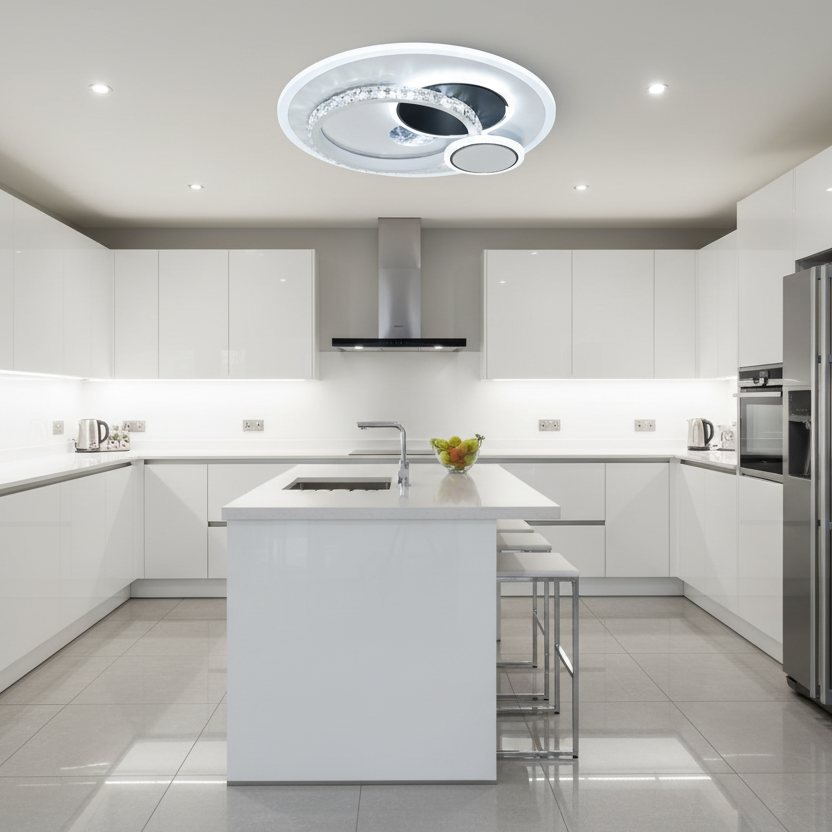 Lustra LED cu cristal HELIOX, 37W, 4 Cercuri, lumina Rece/Calda/Neutra, Negru Lustre LED Default Title Alessandro Design