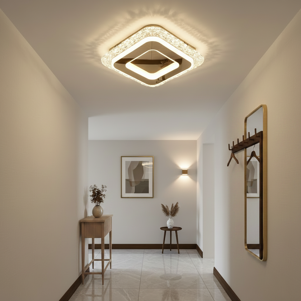 Lustra LED AGOL Petito, 34W, Dimensiune 20x20cm, Lumina Calda/Neutra/Rece, Auriu, Metal si Acril
