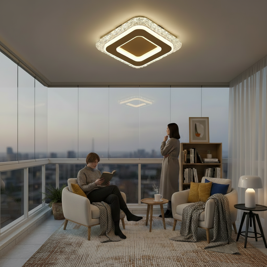 Lustra LED AGOL Petito, 34W, Dimensiune 20x20cm, Lumina Calda/Neutra/Rece, Auriu, Metal si Acril