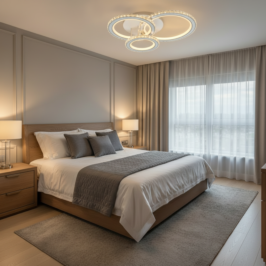 Lustra LED cu telecomanda si cristal NOVA ROTONDA RGB 75W, 3 Cercuri, lumina Rece/Calda/Neutra, Dimabila, Alb Lustre LED cu Telecomanda Default Title Alessandro Design