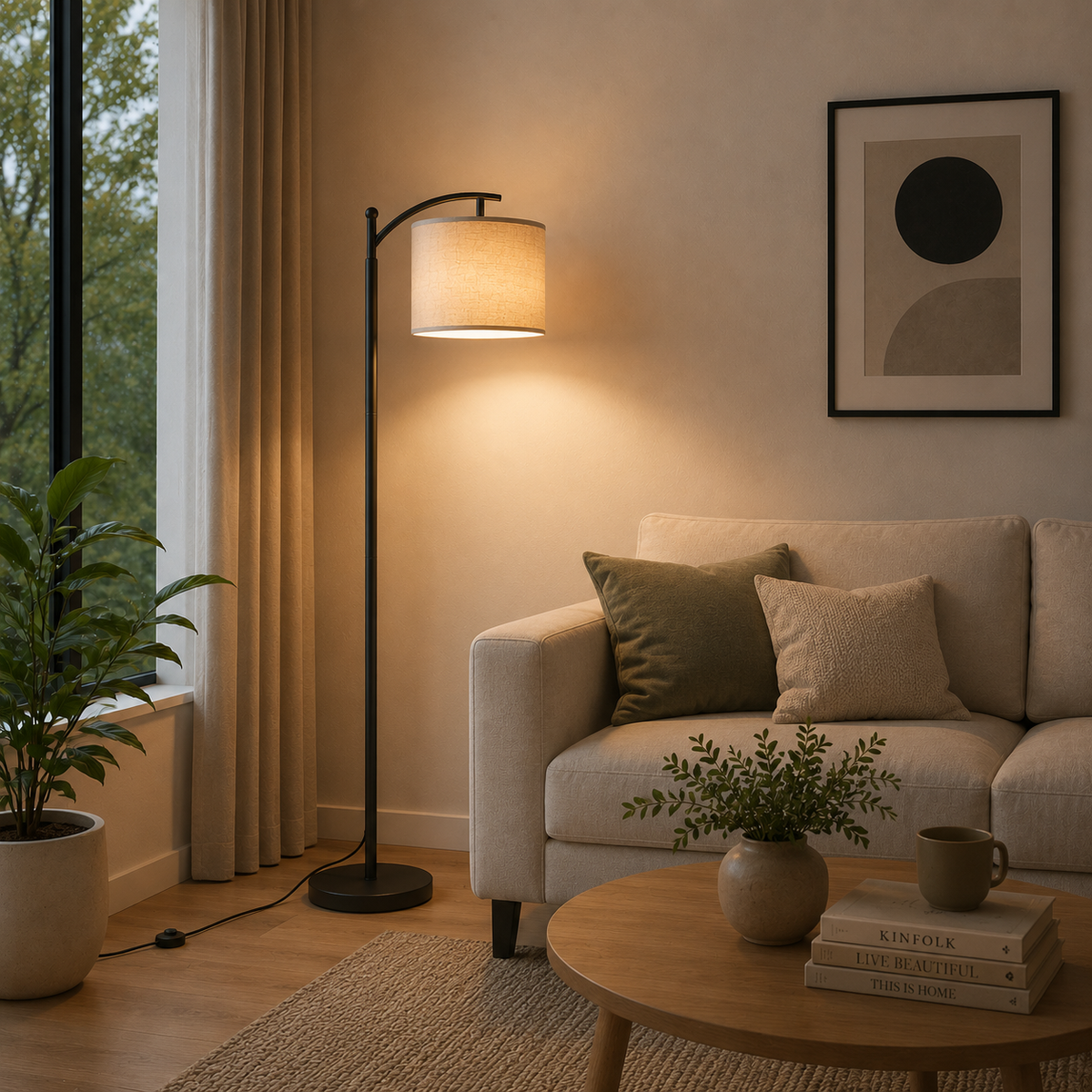 Lampadar KOKSHETAU, 1 x E27, Metal, Alb si Negru