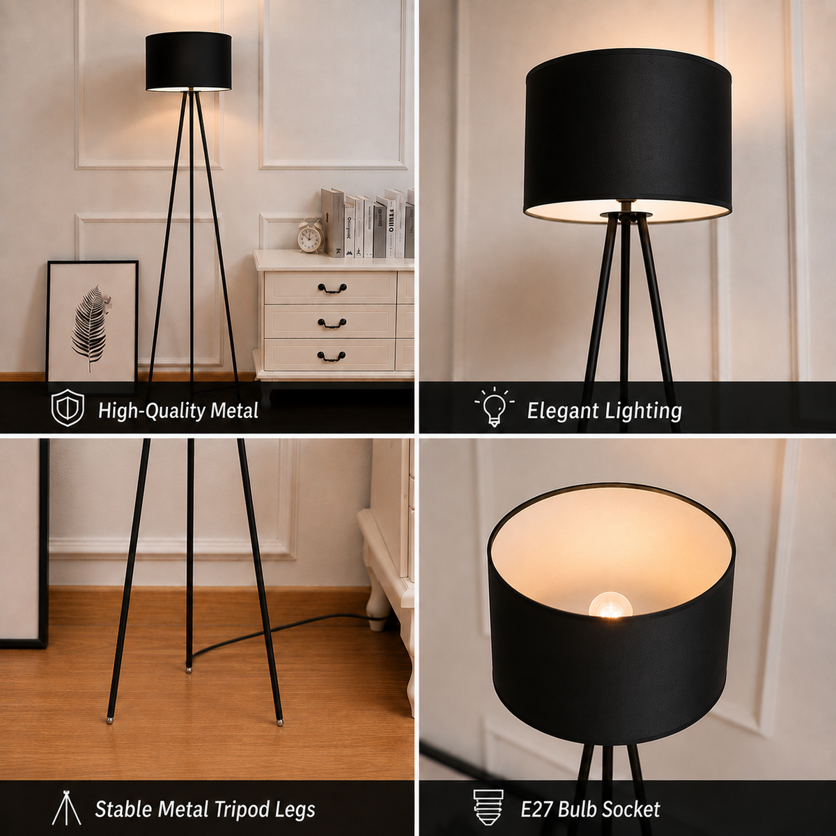 Lampadar RUDNY, 1 x E27, Metal, Negru