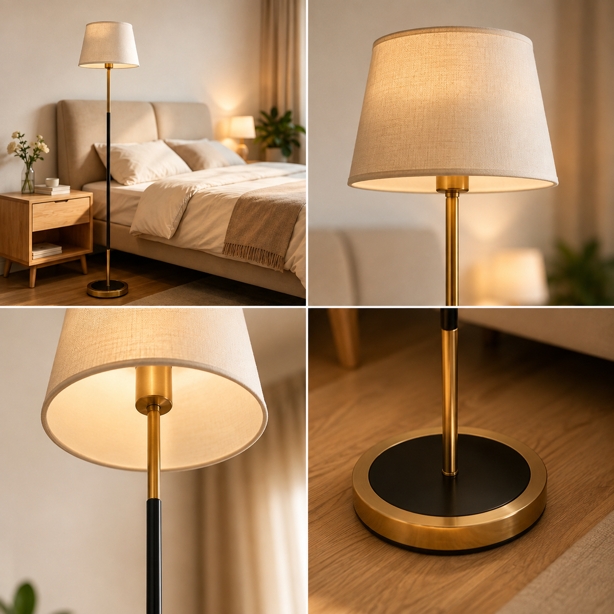 Lampadar SEMEY, 1 x E27, Metal, Alb si Auriu