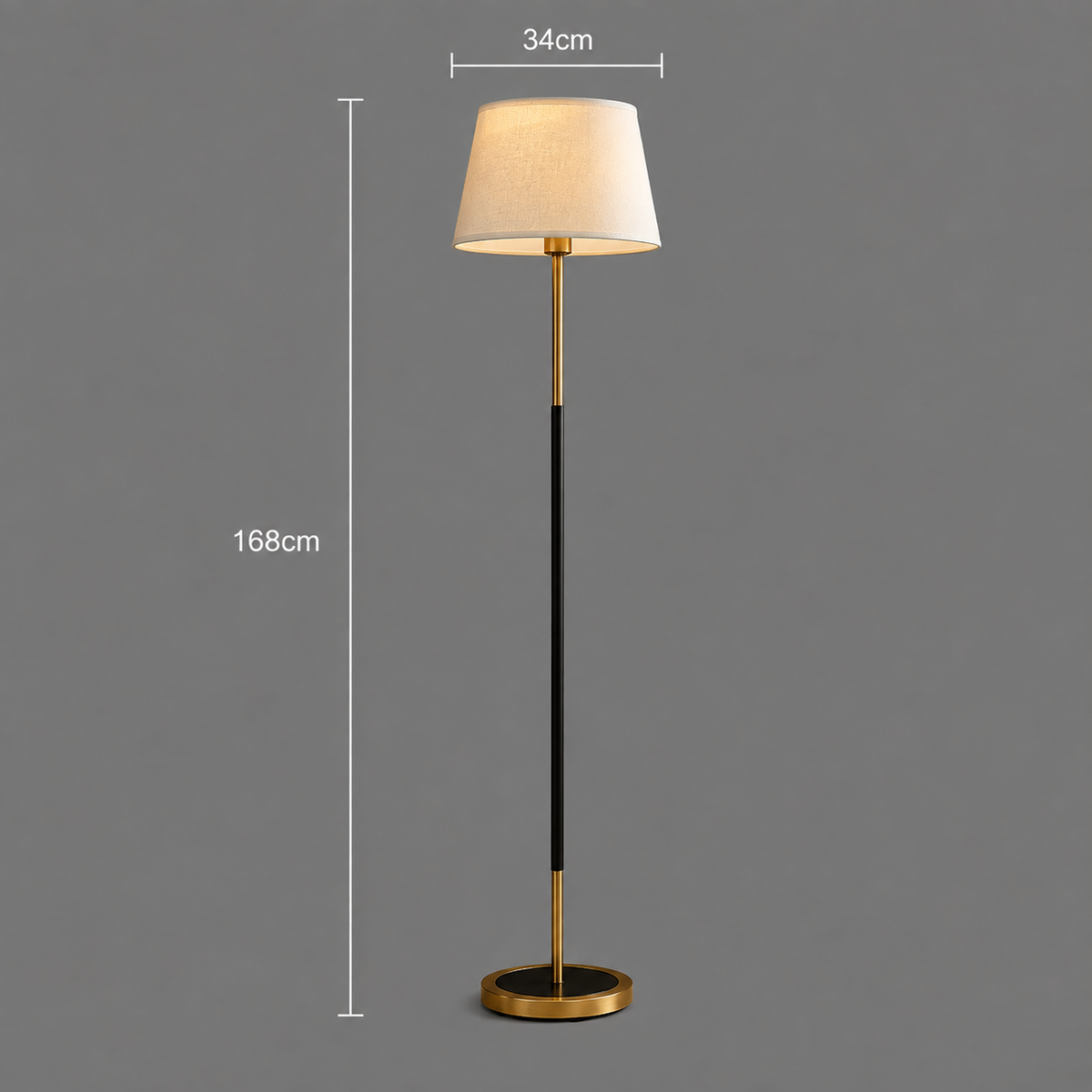 Lampadar SEMEY, 1 x E27, Metal, Alb si Auriu