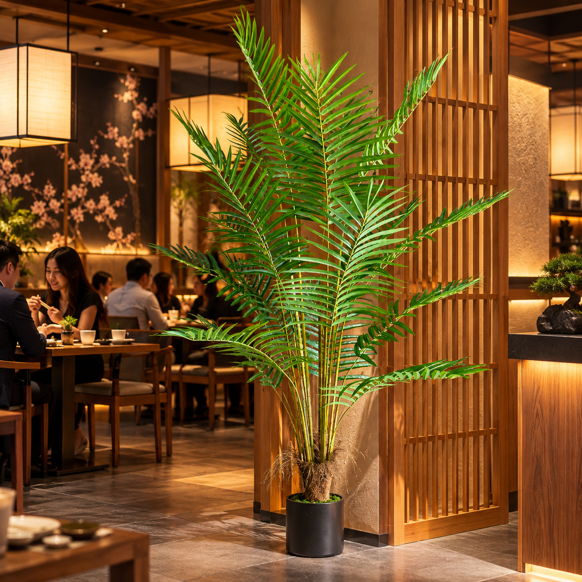 Planta Artificială Copac Tip Palmier Kentia, Cu Frunze Elegante, 230 cm, 18 frunze, Verde, cu Ghiveci