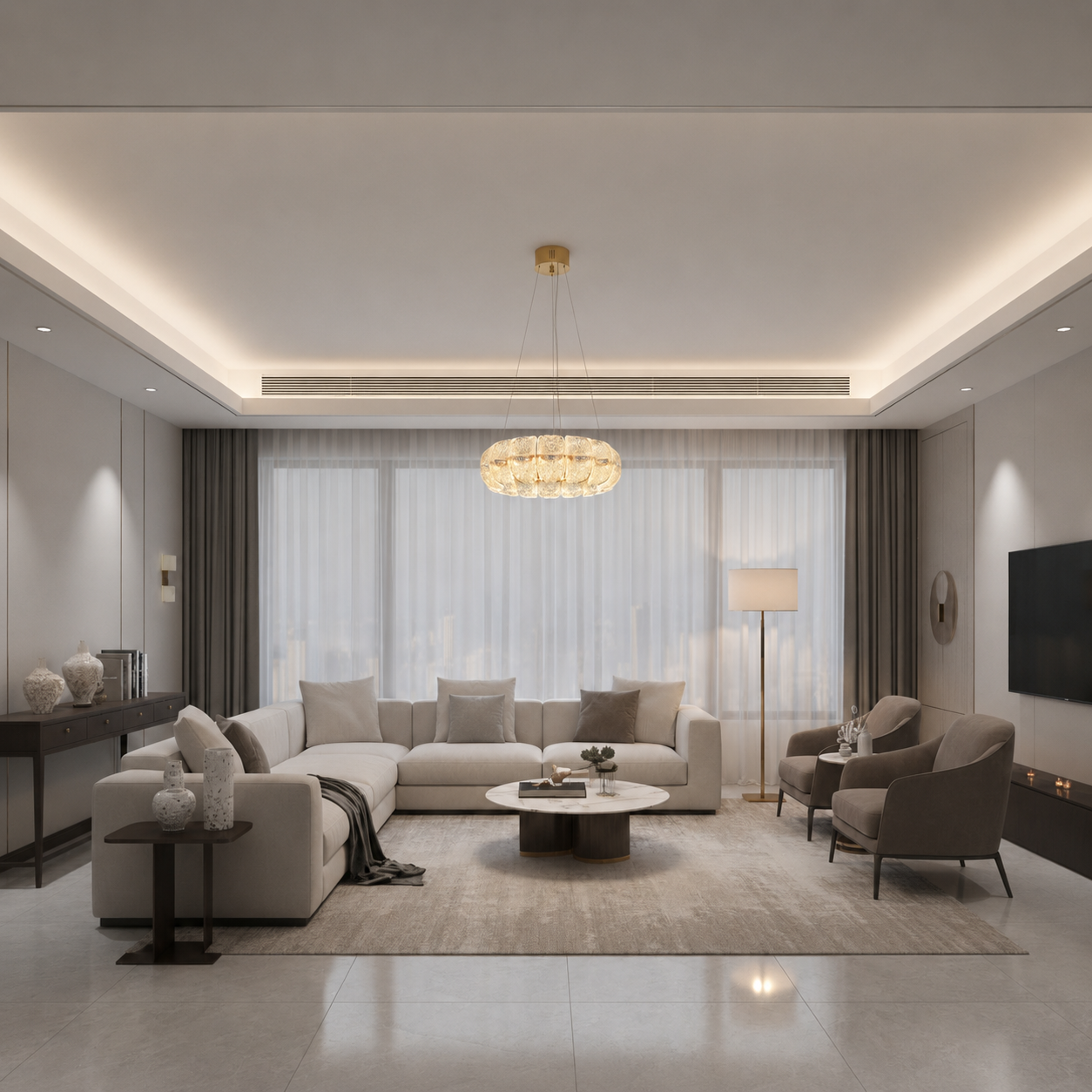 Lustra Cristal MAYON Magno, 60x60cm, 3000K/4000K/6000K, 160W, Metal si Acrilic, Auriu