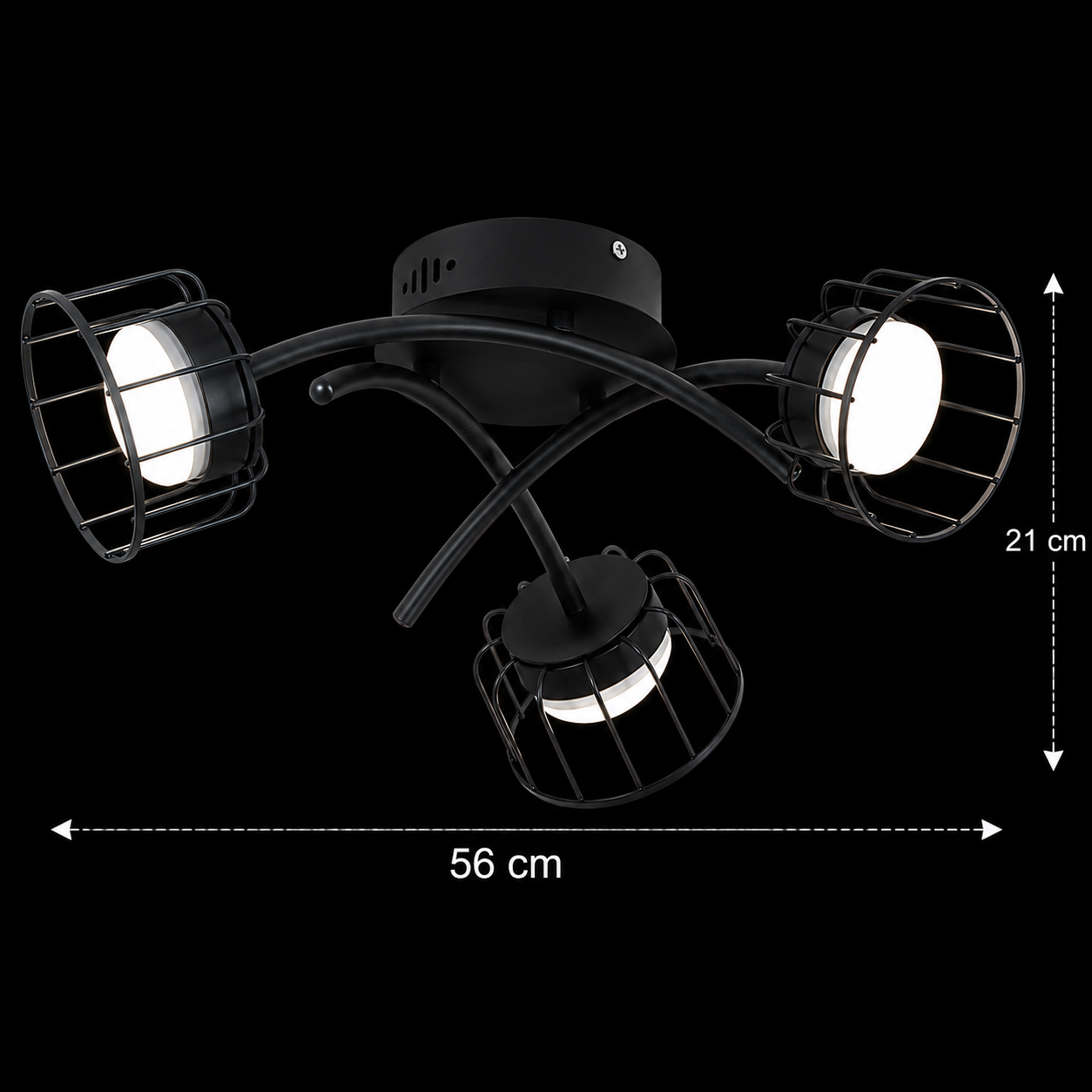 Lustra EPS, 3xGX53, D56cm, Metal și Plastic, Negru