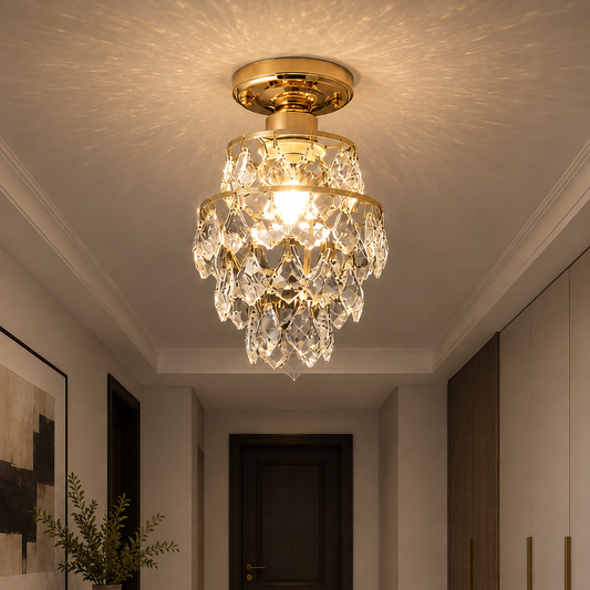 Lustra Ezzelin Cristal, 1xE27, Metal, Auriu