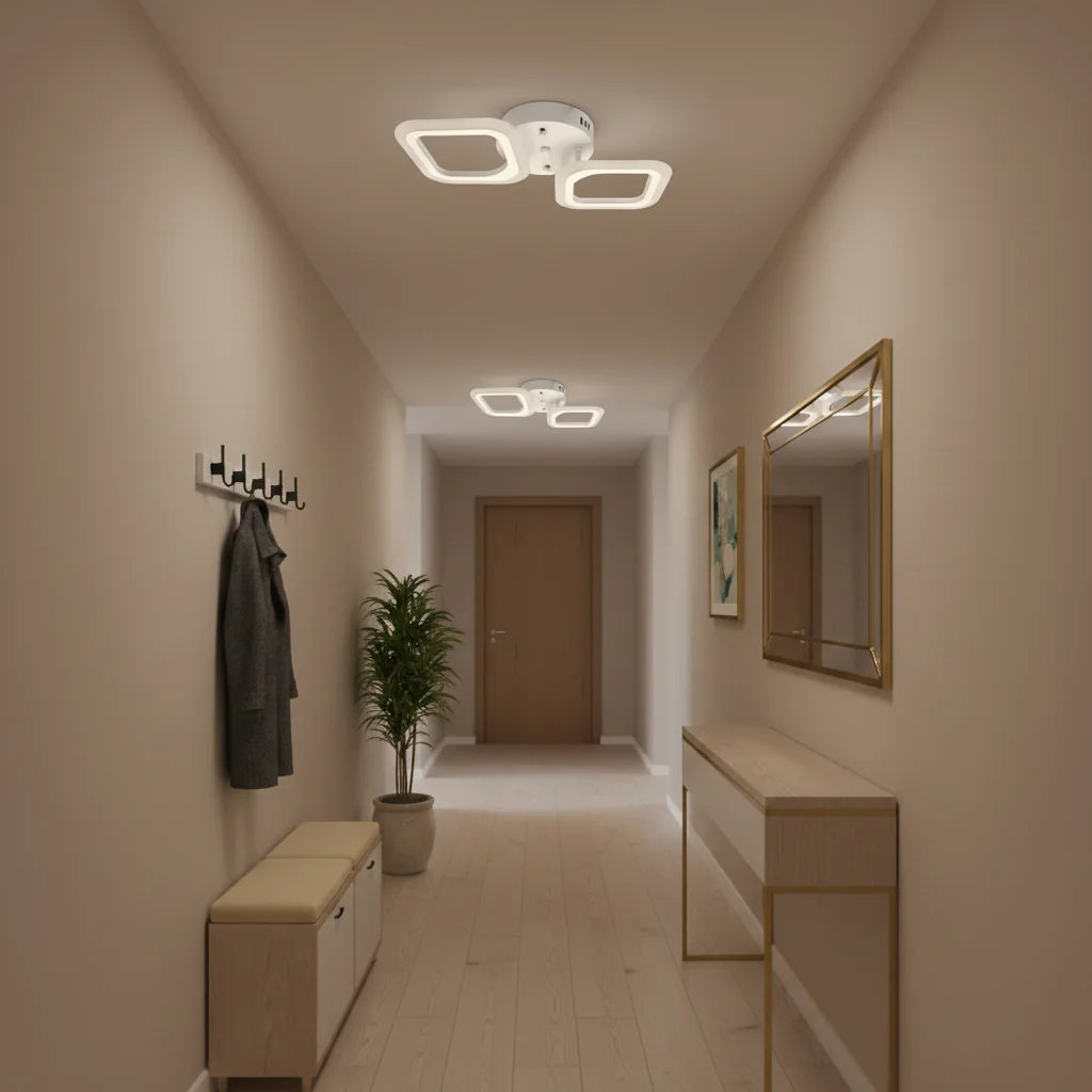 Lustra LED ERIKA 27W, 2 Patrate, lumina Neutra, Alb