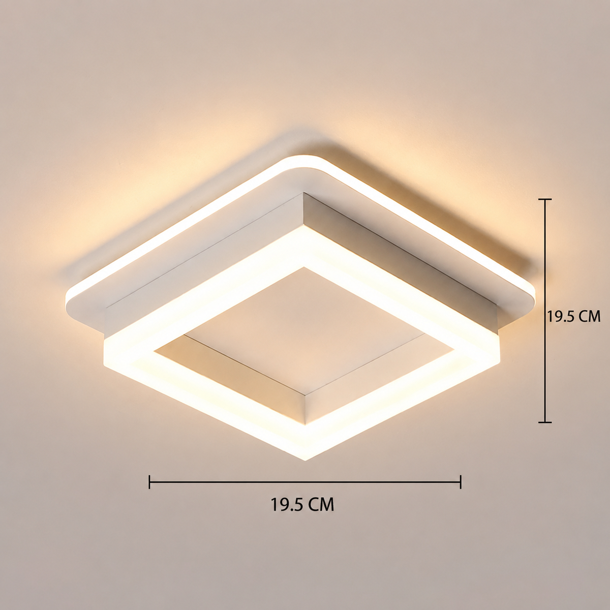 Lustra LED MODERNA 26W, Dimensiune 19.5x19.5, Patrata, lumina Rece/Calda/Neutra, Alb